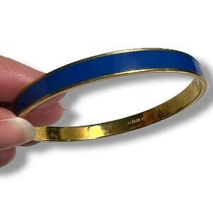 Vintage Monet Womens Bangle Bracelet Slip On Blue Gold Fashion Jewelry